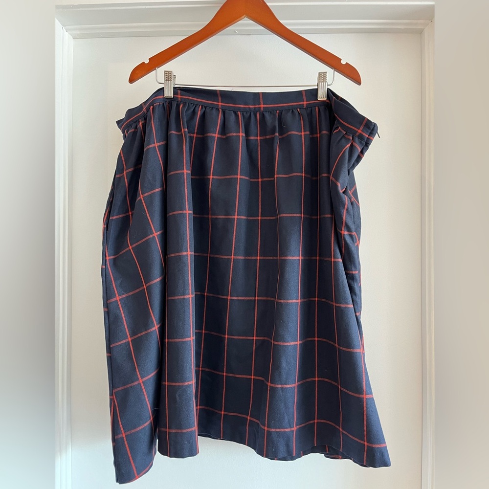 Modcloth Navy Plaid Skirt with Pockets